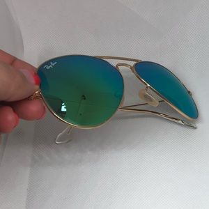 Authentic Ray-Ban Flash Green Aviator Sunglasses